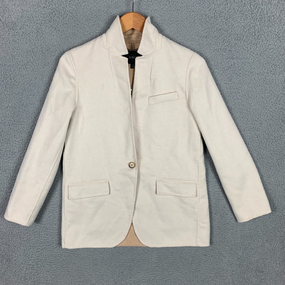 J. Crew Leighton Blazer Jacket‎ Women's 0 Cream Double-Faced Wool Blend NWT $268